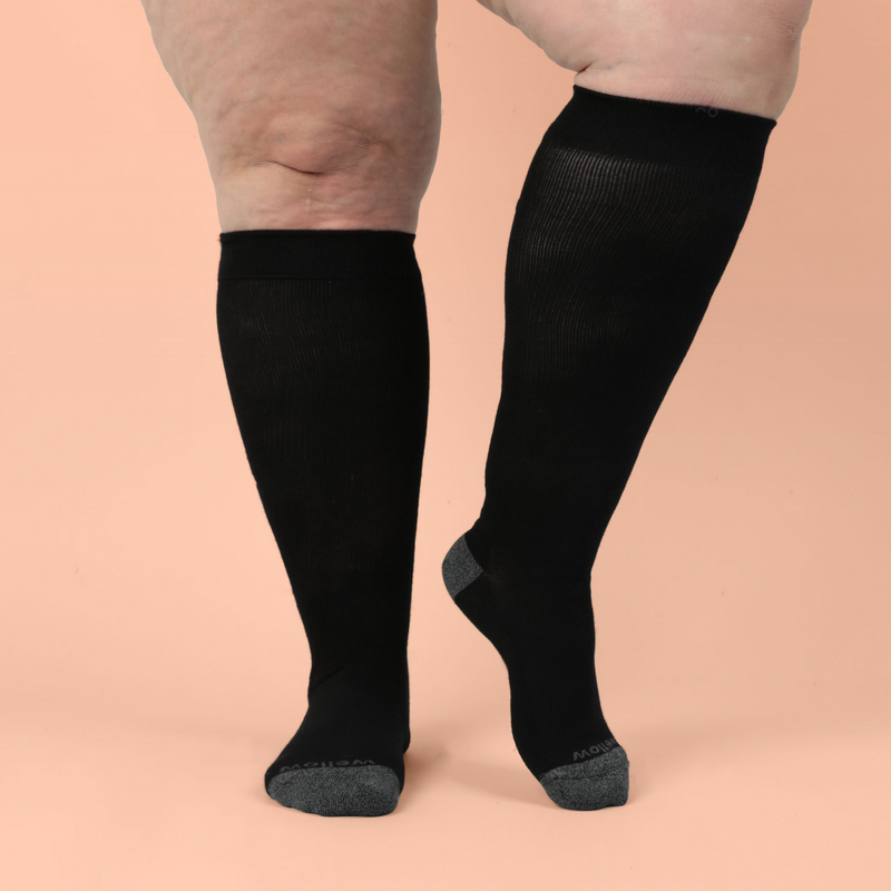 Black Charcoal - Wide calf, Compression Socks