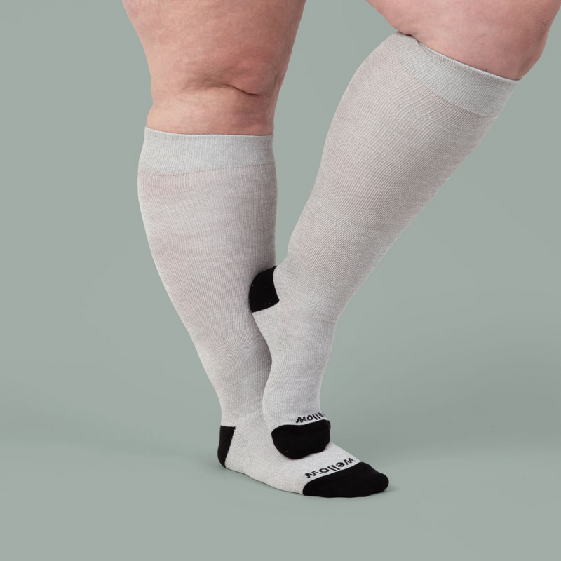 Black Heather- Wide calf, Compression Socks