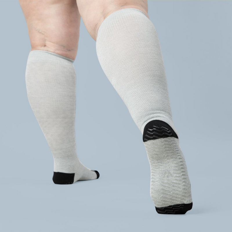 Heather Black - Grip Socks - Wide Calf