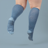 Blue Steel Twist - Grip Socks - Wide Calf