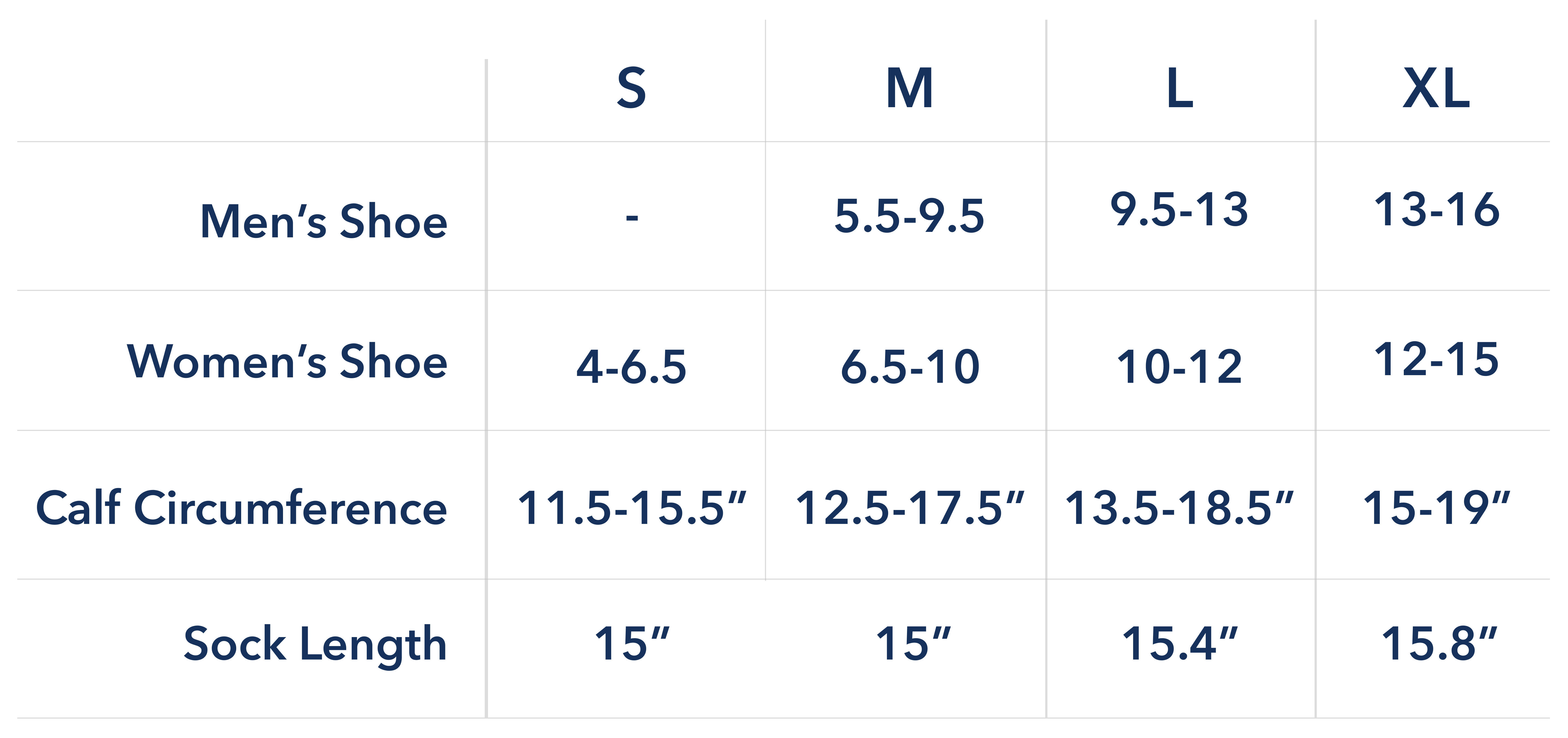 Sock 2025 sizes chart